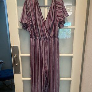 Jumpsuit - purple and white stripes - flowy and light